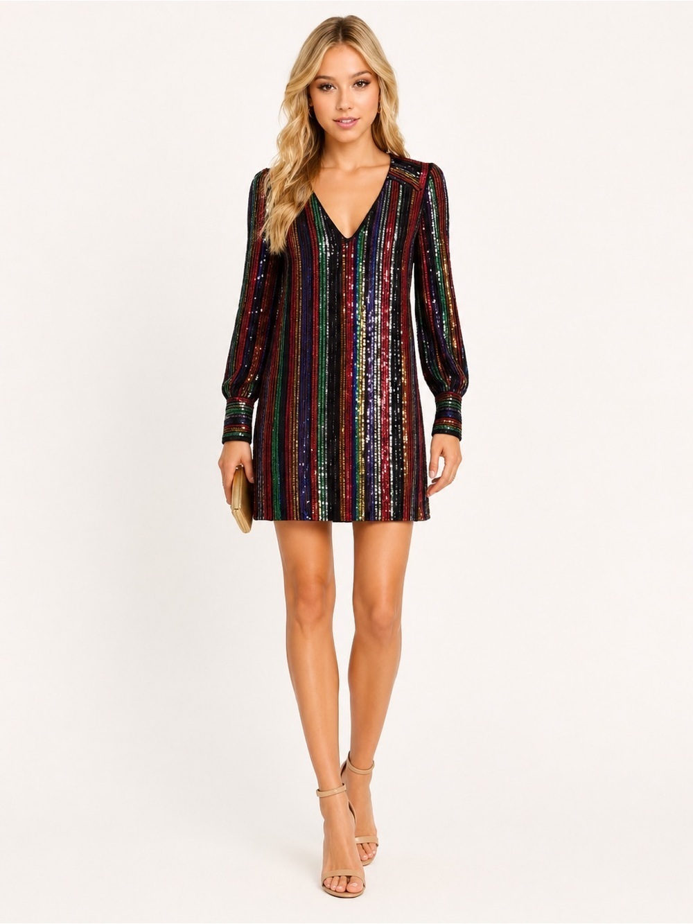 Milly Nylah rainbow sequins shift dress size 6 Swifties sparkle New Year’s party